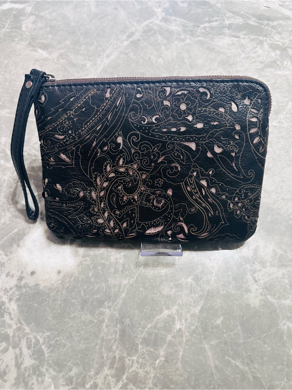 Patricia Nash Clutch Wristlet Black And Silver 9x6 Whimsical